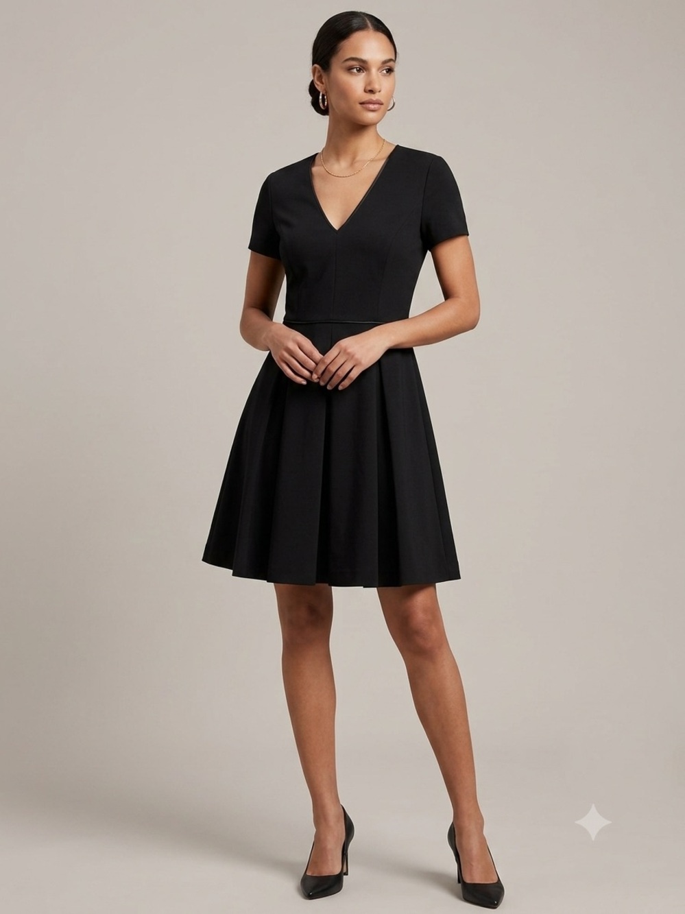 Banana Republic Womens Black Dress Short Sleeve Pleated Skirt Dress Size 4